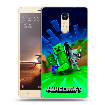 Силиконовый противоударный чехол на Xiaomi RedMi Note 4X с принтом Майнкрафт