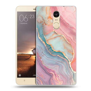 Силиконовый противоударный чехол на Xiaomi RedMi Note 4X с принтом розовый мрамор Силиконовый противоударный чехол на Xiaomi RedMi Note 4X с принтом розовый мрамор