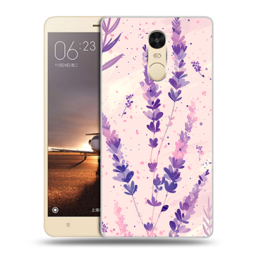 Силиконовый противоударный чехол на Xiaomi RedMi Note 4X с принтом цветы лаванда Силиконовый противоударный чехол на Xiaomi RedMi Note 4X с принтом цветы лаванда
