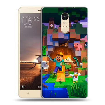 Силиконовый противоударный чехол на Xiaomi RedMi Note 4X с принтом Майнкрафт Minecraft