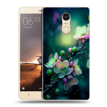 Силиконовый противоударный чехол на Xiaomi RedMi Note 4X с принтом Цветы и мрамор Силиконовый противоударный чехол на Xiaomi RedMi Note 4X с принтом Цветы и мрамор