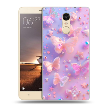 Силиконовый противоударный чехол на Xiaomi RedMi Note 4X с принтом Бабочки Силиконовый противоударный чехол на Xiaomi RedMi Note 4X с принтом Бабочки