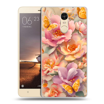 Силиконовый противоударный чехол на Xiaomi RedMi Note 4X с принтом Цветы и бабочки Силиконовый противоударный чехол на Xiaomi RedMi Note 4X с принтом Цветы и бабочки
