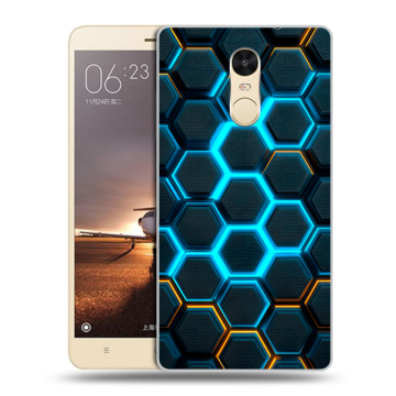 Силиконовый противоударный чехол на Xiaomi RedMi Note 4X с принтом Неоновые соты Силиконовый противоударный чехол на Xiaomi RedMi Note 4X с принтом Неоновые соты