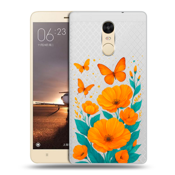 Силиконовый противоударный чехол на Xiaomi RedMi Note 4X с принтом цветы бабочки Силиконовый противоударный чехол на Xiaomi RedMi Note 4X с принтом цветы бабочки