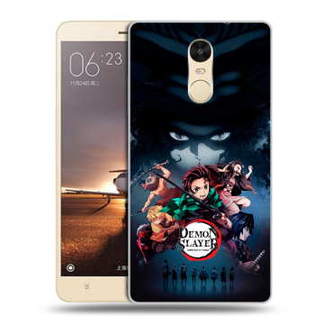 Силиконовый противоударный чехол на Xiaomi RedMi Note 4X с принтом Demon Slayer Клинок рассекающий демонов