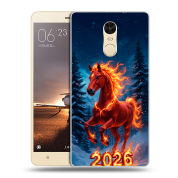 Силиконовый противоударный чехол на Xiaomi RedMi Note 4X с принтом Новый год коня Силиконовый противоударный чехол на Xiaomi RedMi Note 4X с принтом Новый год коня