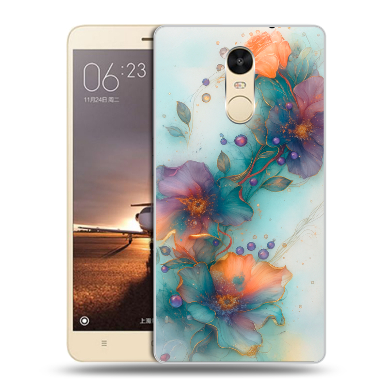 Силиконовый противоударный чехол на Xiaomi RedMi Note 4X с принтом Акварельные цветы Силиконовый противоударный чехол на Xiaomi RedMi Note 4X с принтом Акварельные цветы