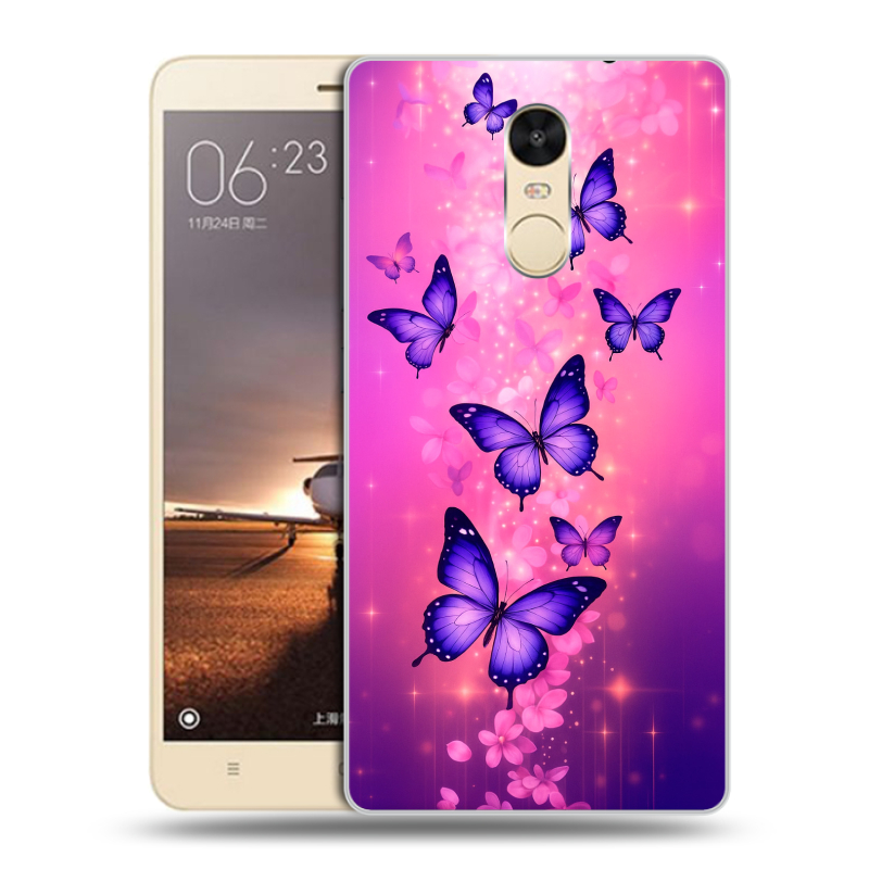 Силиконовый противоударный чехол на Xiaomi RedMi Note 4X с принтом Бабочки Силиконовый противоударный чехол на Xiaomi RedMi Note 4X с принтом Бабочки