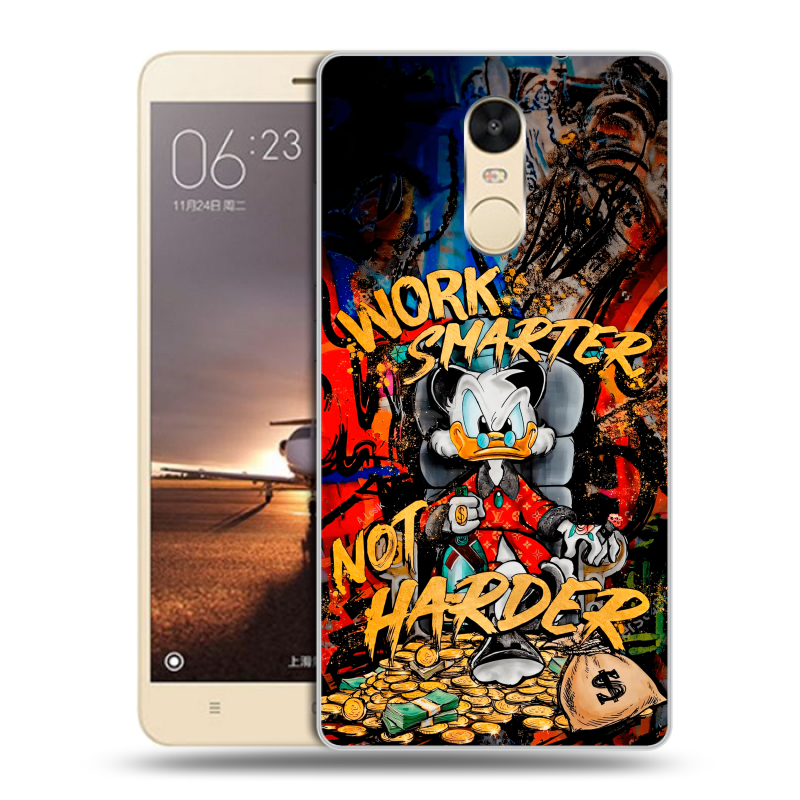 Силиконовый противоударный чехол на Xiaomi RedMi Note 4X с принтом Дональд Дак Деньги Силиконовый противоударный чехол на Xiaomi RedMi Note 4X с принтом Дональд Дак Деньги
