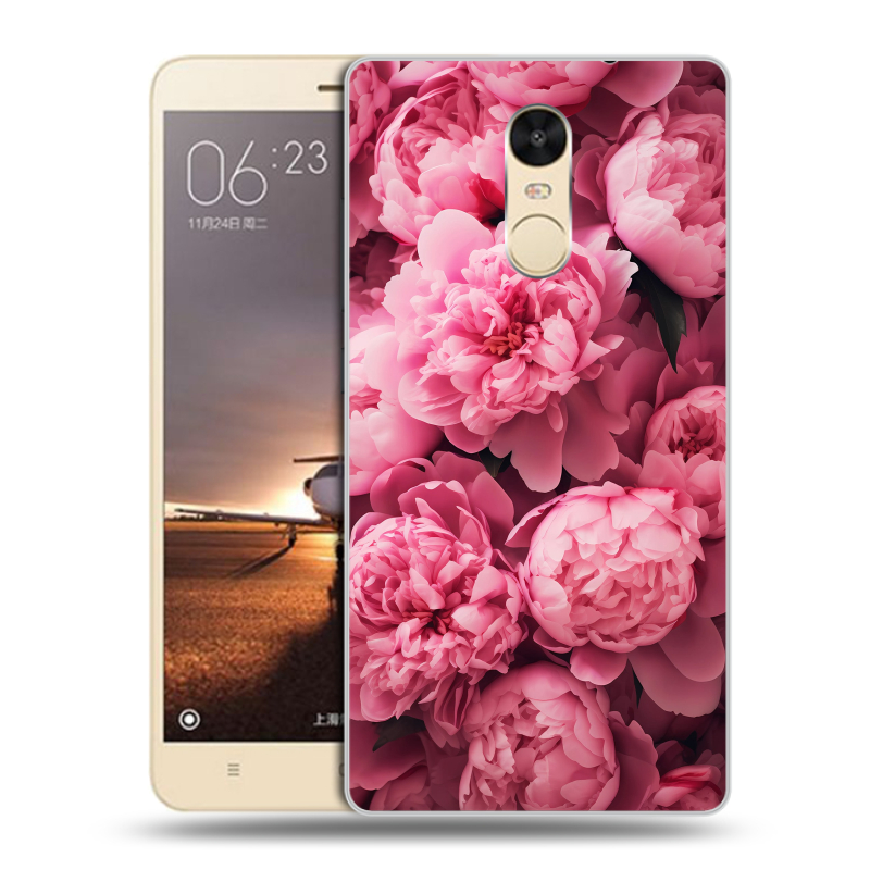 Силиконовый противоударный чехол на Xiaomi RedMi Note 4X с принтом цветы пионы Силиконовый противоударный чехол на Xiaomi RedMi Note 4X с принтом цветы пионы