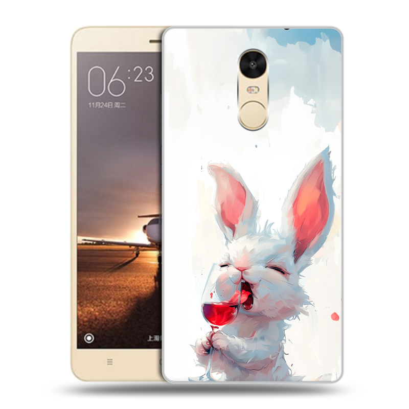 Силиконовый противоударный чехол на Xiaomi RedMi Note 4X с принтом кролик зайчик Силиконовый противоударный чехол на Xiaomi RedMi Note 4X с принтом кролик зайчик