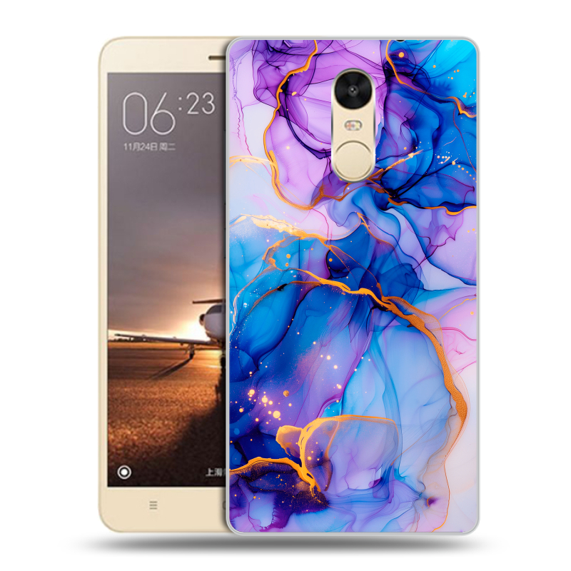 Силиконовый противоударный чехол на Xiaomi RedMi Note 4X с принтом синий мрамор Силиконовый противоударный чехол на Xiaomi RedMi Note 4X с принтом синий мрамор