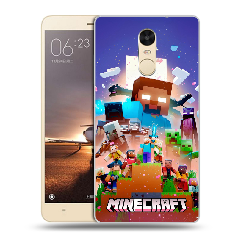 Силиконовый противоударный чехол на Xiaomi RedMi Note 4X с принтом Майнкрафт Minecraft Силиконовый противоударный чехол на Xiaomi RedMi Note 4X с принтом Майнкрафт Minecraft
