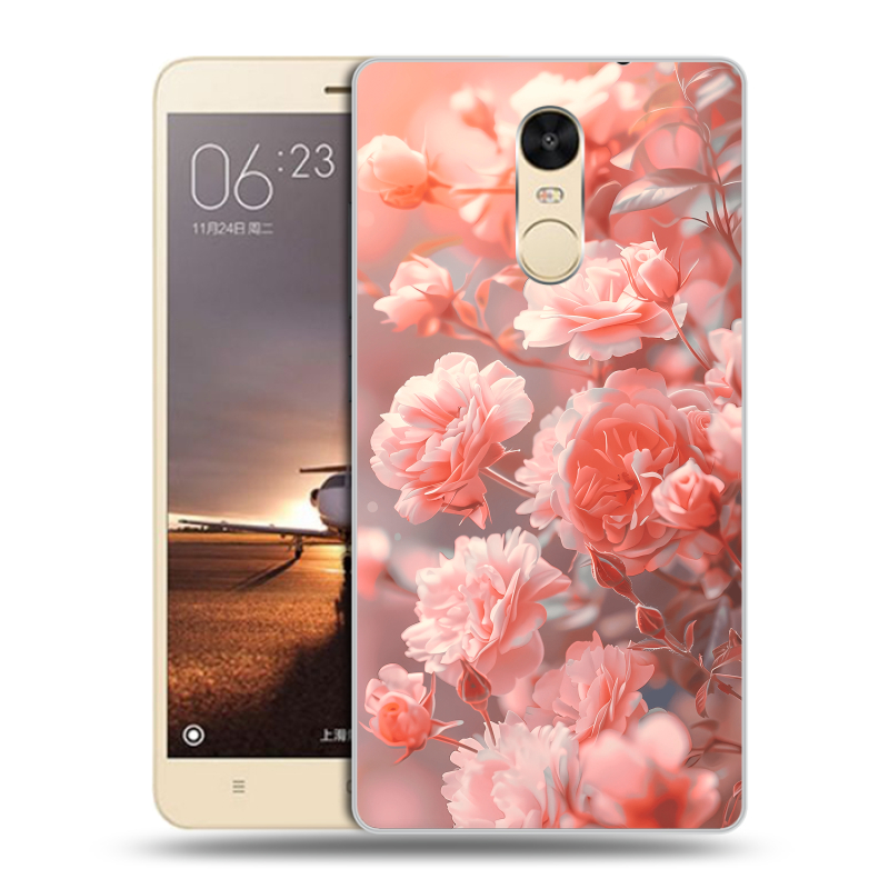 Силиконовый противоударный чехол на Xiaomi RedMi Note 4X с принтом Розы цветы Силиконовый противоударный чехол на Xiaomi RedMi Note 4X с принтом Розы цветы