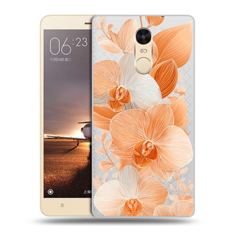 Силиконовый противоударный чехол на Xiaomi RedMi Note 4X с принтом Бежевые цветы Силиконовый противоударный чехол на Xiaomi RedMi Note 4X с принтом Бежевые цветы