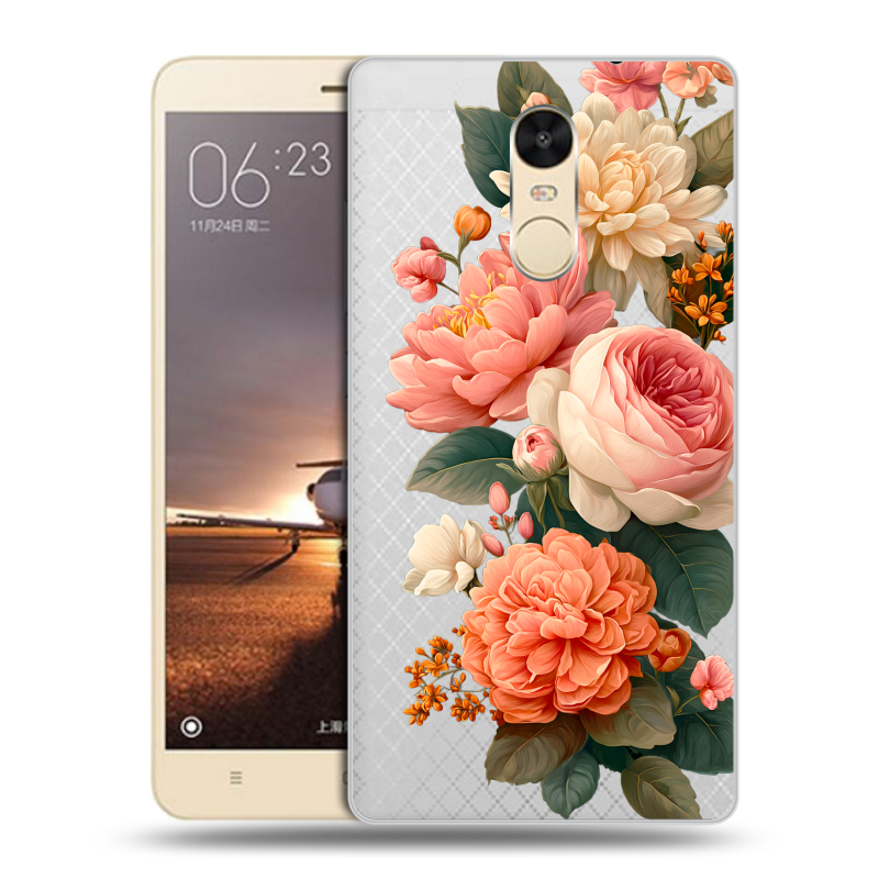 Силиконовый противоударный чехол на Xiaomi RedMi Note 4X с принтом цветы Силиконовый противоударный чехол на Xiaomi RedMi Note 4X с принтом цветы