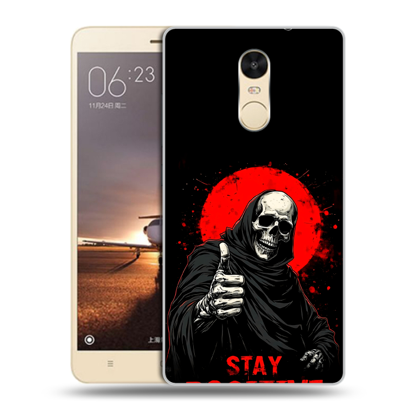 Силиконовый противоударный чехол на Xiaomi RedMi Note 4X с принтом смешной скелет Силиконовый противоударный чехол на Xiaomi RedMi Note 4X с принтом смешной скелет