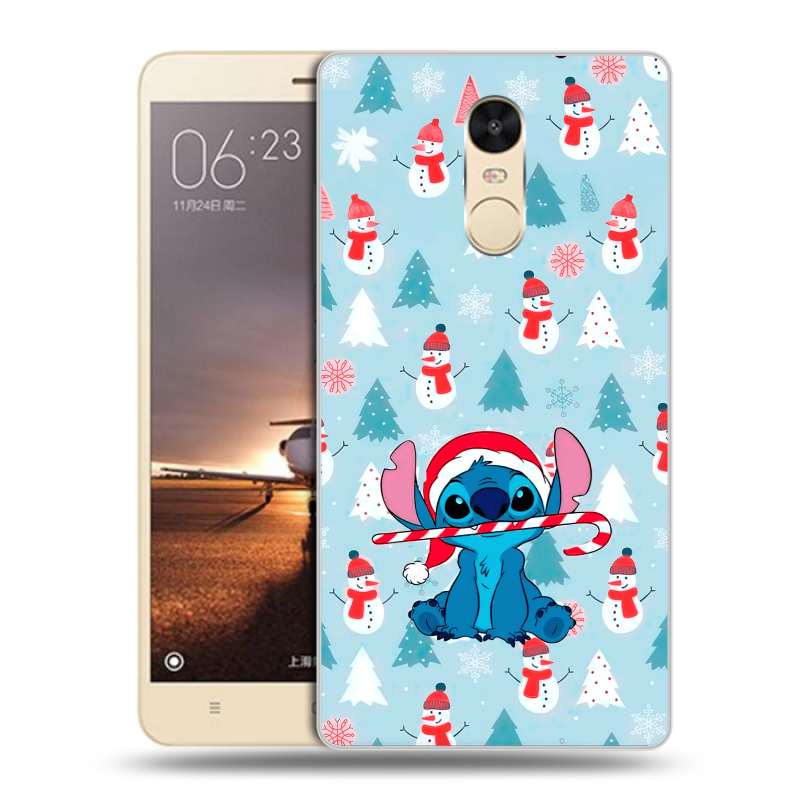 Силиконовый противоударный чехол на Xiaomi RedMi Note 4X с принтом Стич Новый год Силиконовый противоударный чехол на Xiaomi RedMi Note 4X с принтом Стич Новый год
