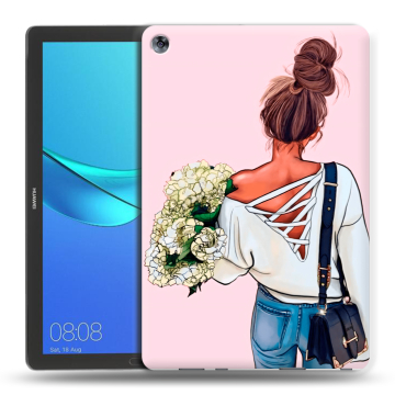 Силиконовый чехол на планшета Huawei MediaPad M5 10.8 с принтом Девушка и букет Силиконовый чехол на планшета Huawei MediaPad M5 10.8 с принтом Девушка и букет