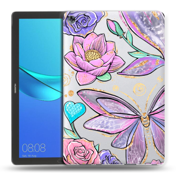 Силиконовый чехол на Huawei MediaPad M5 10.8 с принтом Бабочки и цветы Силиконовый чехол на Huawei MediaPad M5 10.8 с принтом Бабочки и цветы