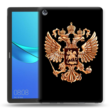 Силиконовый чехол на Huawei MediaPad M5 10.8 с принтом Герб России золотой