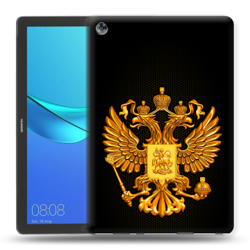 Силиконовый чехол на Huawei MediaPad M5 10.8 с принтом Герб России желтый Силиконовый чехол на Huawei MediaPad M5 10.8 с принтом Герб России желтый