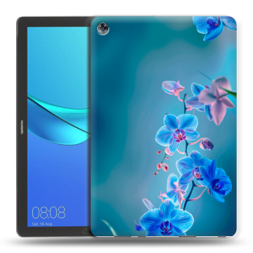 Силиконовый чехол на Huawei MediaPad M5 10.8 с принтом Голубые цветы Силиконовый чехол на Huawei MediaPad M5 10.8 с принтом Голубые цветы