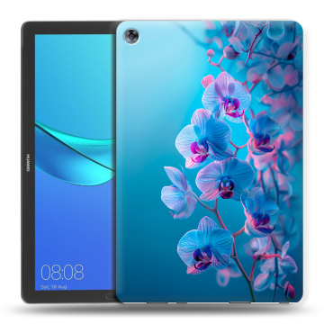 Силиконовый чехол на Huawei MediaPad M5 10.8 с принтом голубые орхидеи Силиконовый чехол на Huawei MediaPad M5 10.8 с принтом голубые орхидеи