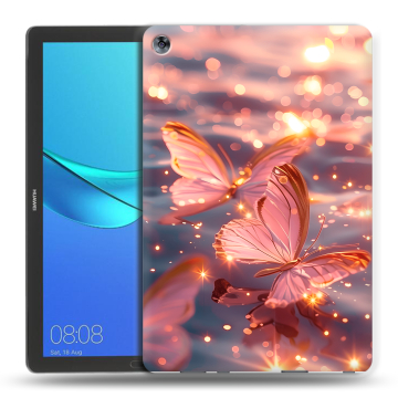Силиконовый чехол на Huawei MediaPad M5 10.8 с принтом бабочки розовые Силиконовый чехол на Huawei MediaPad M5 10.8 с принтом бабочки розовые