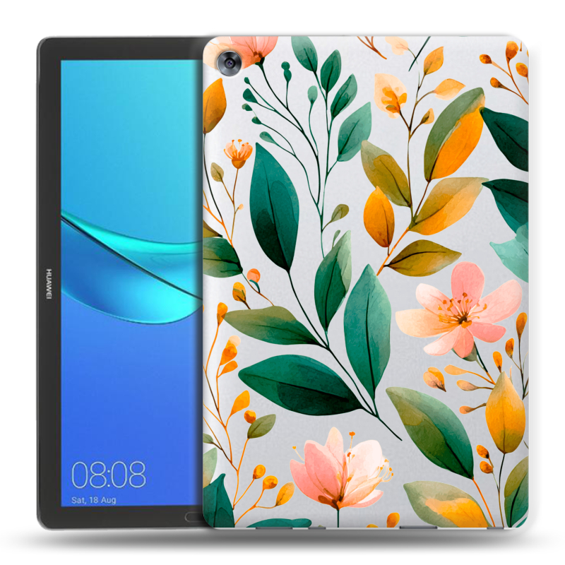 Силиконовый чехол на Huawei MediaPad M5 10.8 с принтом Цветы паттерн Силиконовый чехол на Huawei MediaPad M5 10.8 с принтом Цветы паттерн