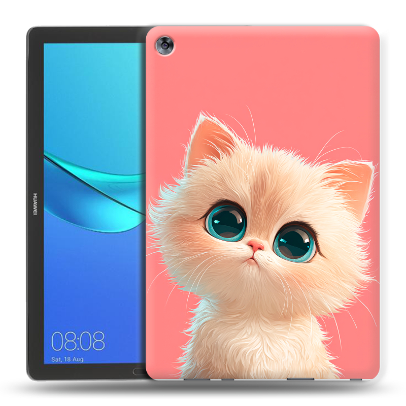 Силиконовый чехол на Huawei MediaPad M5 10.8 с принтом Розовый котенок Силиконовый чехол на Huawei MediaPad M5 10.8 с принтом Розовый котенок