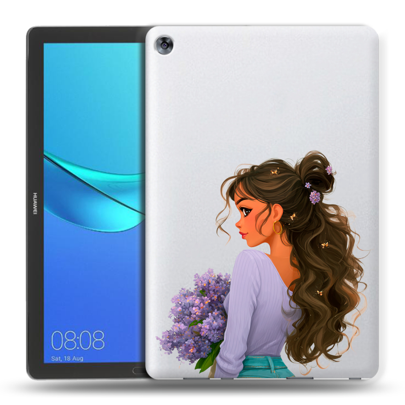 Силиконовый чехол на Huawei MediaPad M5 10.8 с принтом девушка цветы Силиконовый чехол на Huawei MediaPad M5 10.8 с принтом девушка цветы