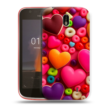 Пластиковый чехол на Nokia 1 с принтом Сердечки Пластиковый чехол на Nokia 1 с принтом Сердечки