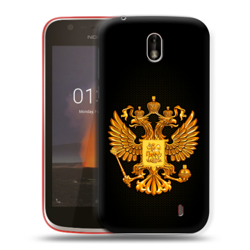 Пластиковый чехол на Nokia 1 с принтом Герб России желтый