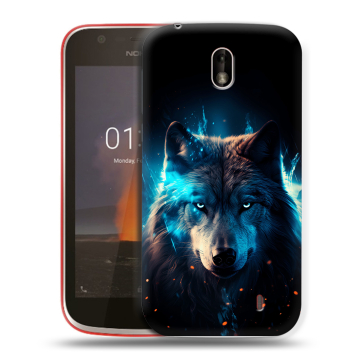 Пластиковый чехол на Nokia 1 с принтом Волк ночной Пластиковый чехол на Nokia 1 с принтом Волк ночной
