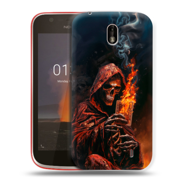 Пластиковый чехол на Nokia 1 с принтом Скелет и карты Пластиковый чехол на Nokia 1 с принтом Скелет и карты