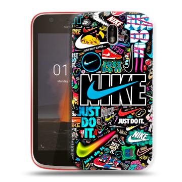 Пластиковый чехол на Nokia 1 с принтом найк nike черный