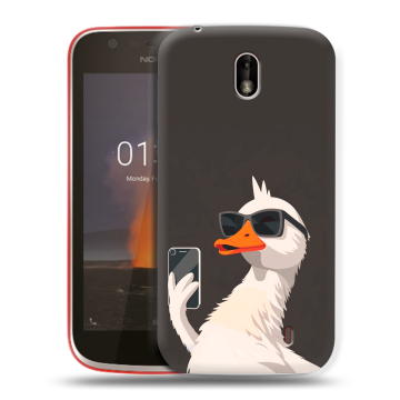 Пластиковый чехол на Nokia 1 с принтом утка в очках Пластиковый чехол на Nokia 1 с принтом утка в очках
