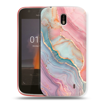 Пластиковый чехол на Nokia 1 с принтом розовый мрамор Пластиковый чехол на Nokia 1 с принтом розовый мрамор