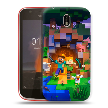 Пластиковый чехол на Nokia 1 с принтом Майнкрафт Minecraft