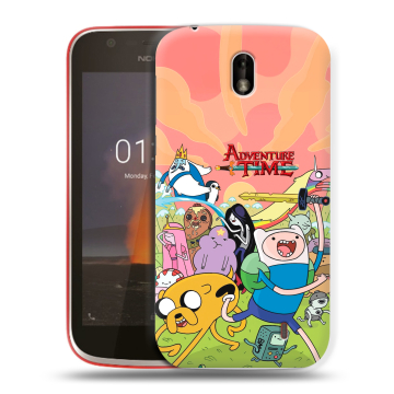Пластиковый чехол на Nokia 1 с принтом Adventure time Время приключений