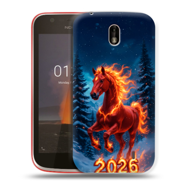 Пластиковый чехол на Nokia 1 с принтом Новый год коня