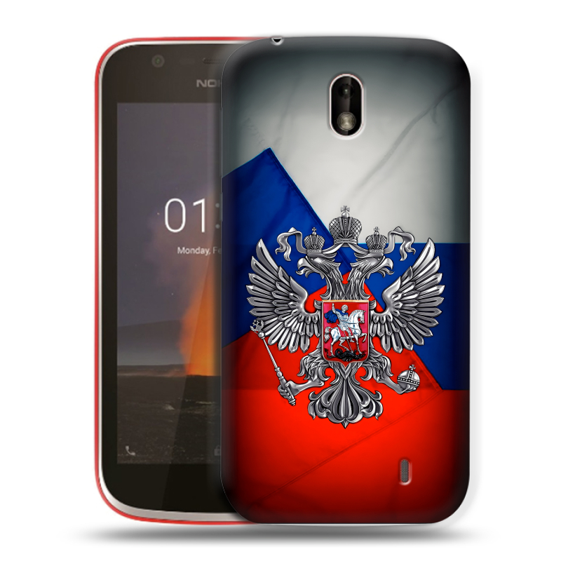 Пластиковый чехол на Nokia 1 с принтом Флаг России Пластиковый чехол на Nokia 1 с принтом Флаг России