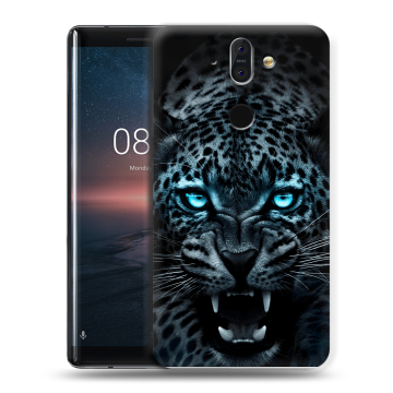 Силиконовый чехол на Nokia 8 Sirocco с принтом Темный леопард Силиконовый чехол на Nokia 8 Sirocco с принтом Темный леопард