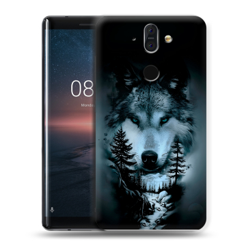 Силиконовый чехол на Nokia 8 Sirocco с принтом Лесной волк Силиконовый чехол на Nokia 8 Sirocco с принтом Лесной волк