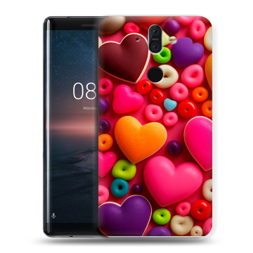 Силиконовый чехол на Nokia 8 Sirocco с принтом Сердечки Силиконовый чехол на Nokia 8 Sirocco с принтом Сердечки