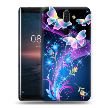 Силиконовый чехол на Nokia 8 Sirocco с принтом Бабочки Силиконовый чехол на Nokia 8 Sirocco с принтом Бабочки