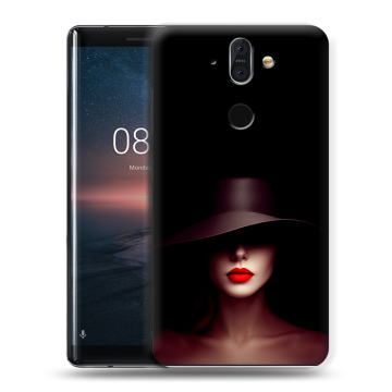 Силиконовый чехол на Nokia 8 Sirocco с принтом Девушка в шляпе Силиконовый чехол на Nokia 8 Sirocco с принтом Девушка в шляпе
