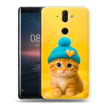 Силиконовый чехол на Nokia 8 Sirocco с принтом Котенок в шапке Силиконовый чехол на Nokia 8 Sirocco с принтом Котенок в шапке